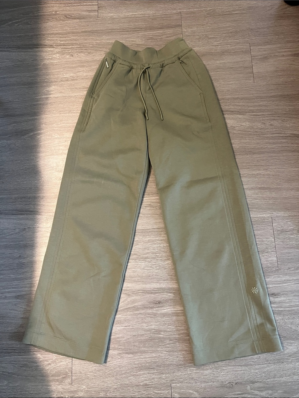 Athleta Olive Green Wide-Leg Track Pants